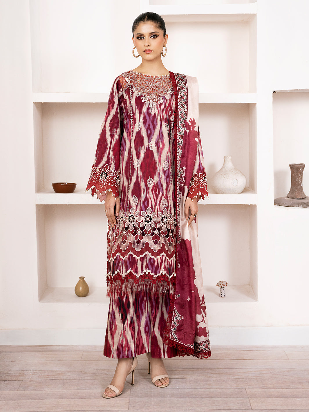 75-BZ | 3 PC Viscose Embroidered  Suit