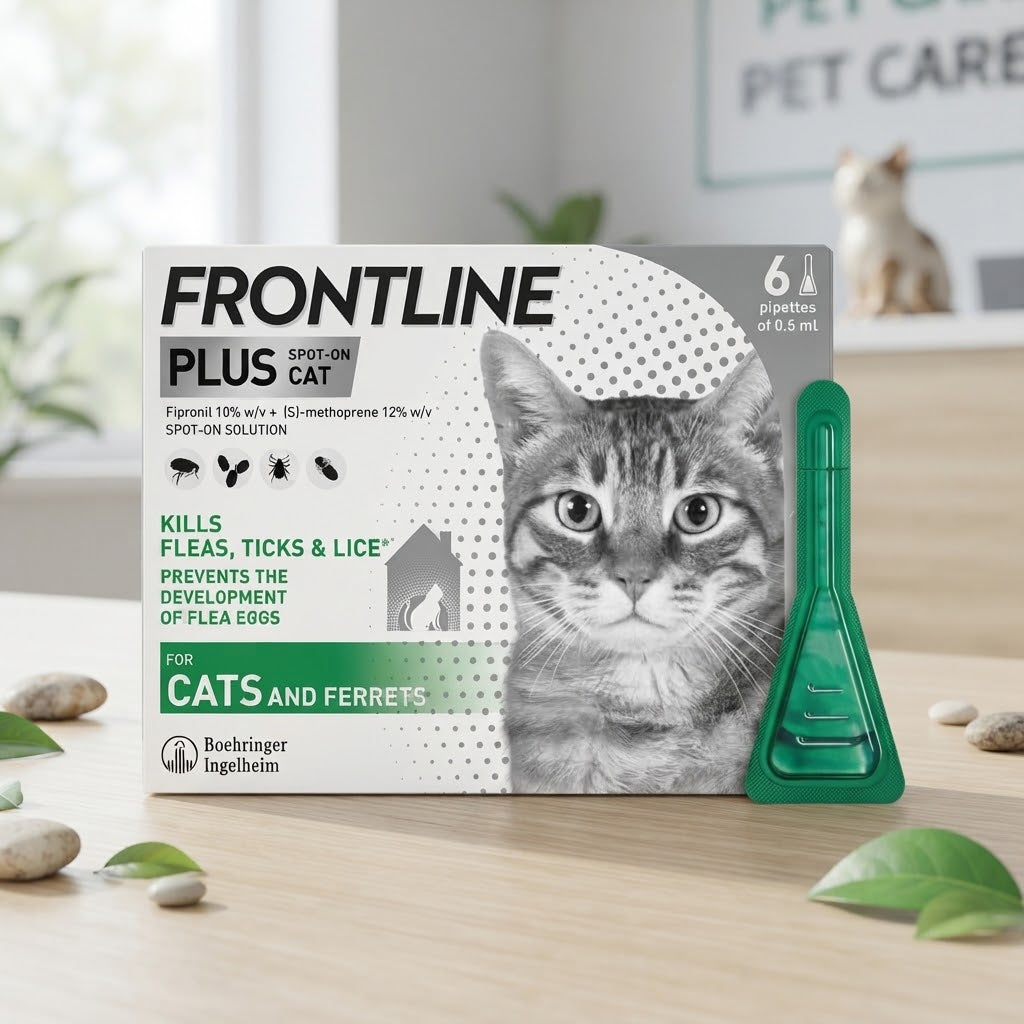 Frontline Plus Spot-On Flea, Tick & Lice Treatment for Cats & Ferrets - 6 Pipettes