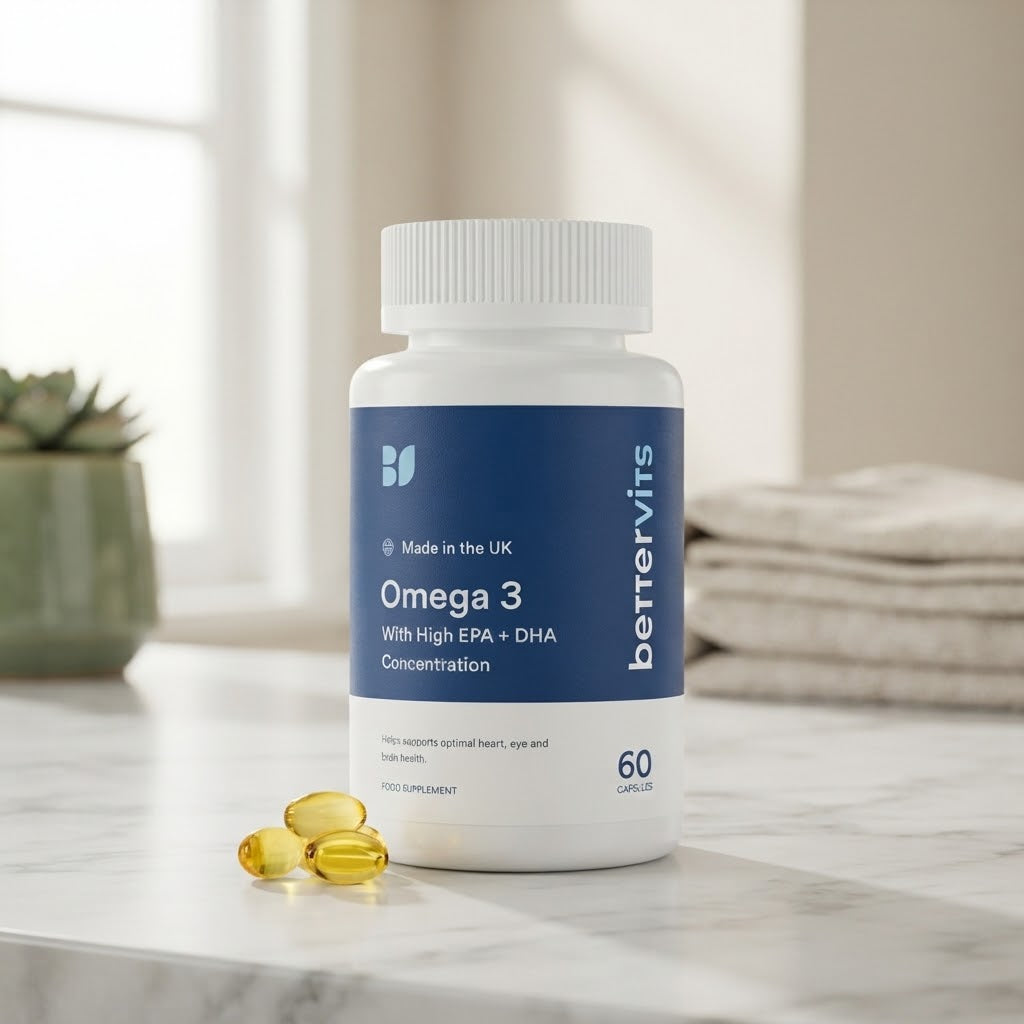BetterVits Omega 3 with High EPA + DHA Concentration Food Supplement - 60 Capsules
