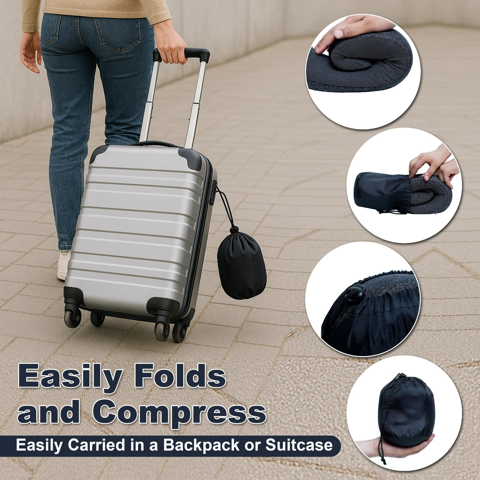 FOLDEASE Compact Travel Bag displayed as a versatile suitcase ready for travel.
