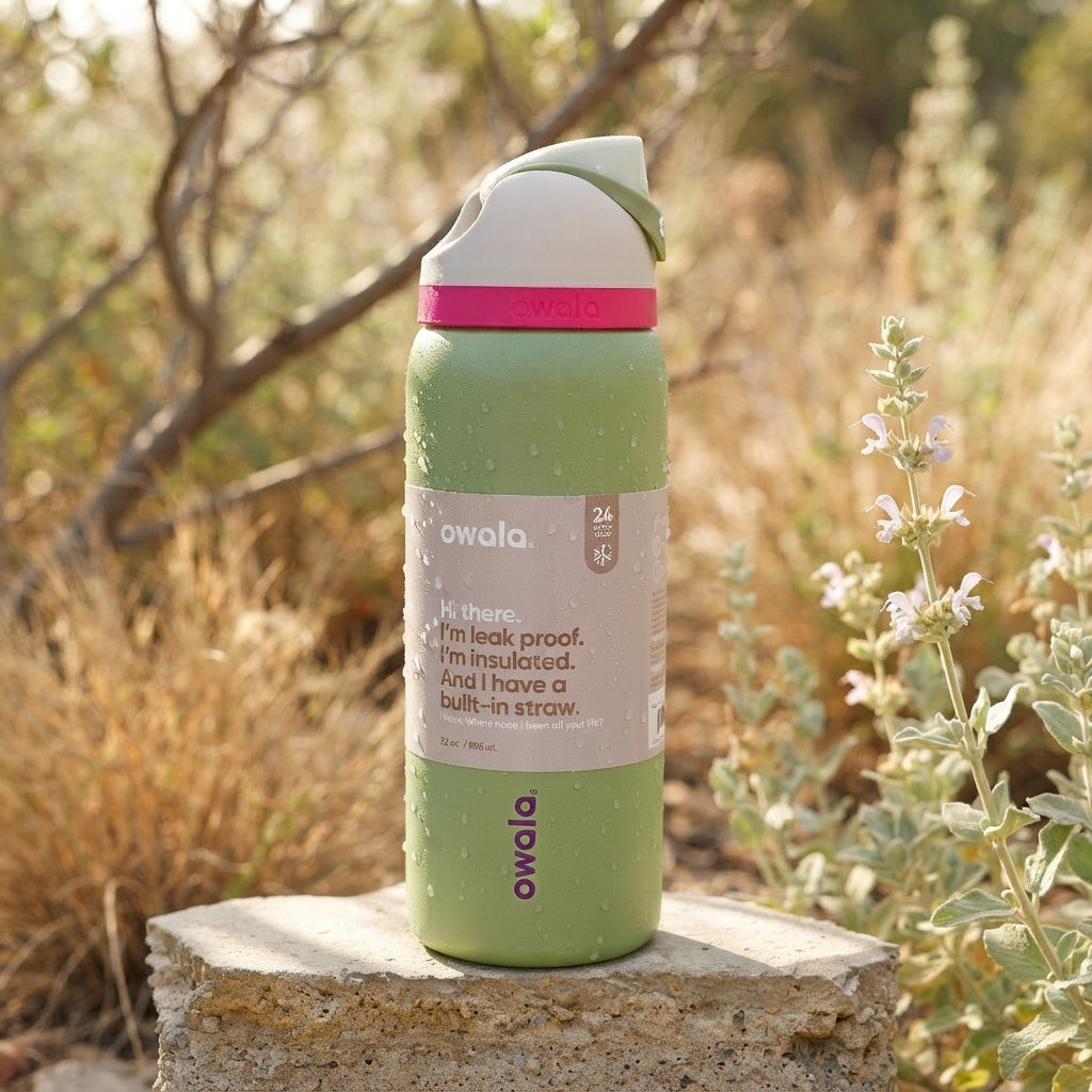 Owala FreeSip Insulated Stainless Steel Water Bottle with Straw, Sage Green (32 oz)