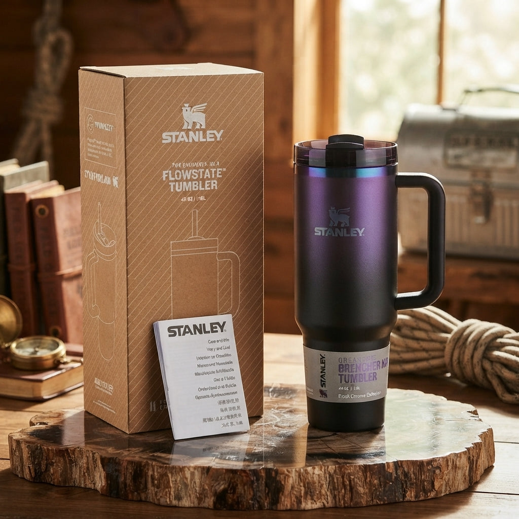 Stanley Quencher H2.0 FlowState Insulated Stainless Steel 40oz Tumbler, Black Chroma Collection