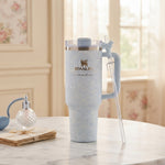 Stanley x LoveShackFancy Insulated Stainless Steel Quencher H2.0 FlowState Tumbler with Straw and Gift Box, Blue Floral Toile