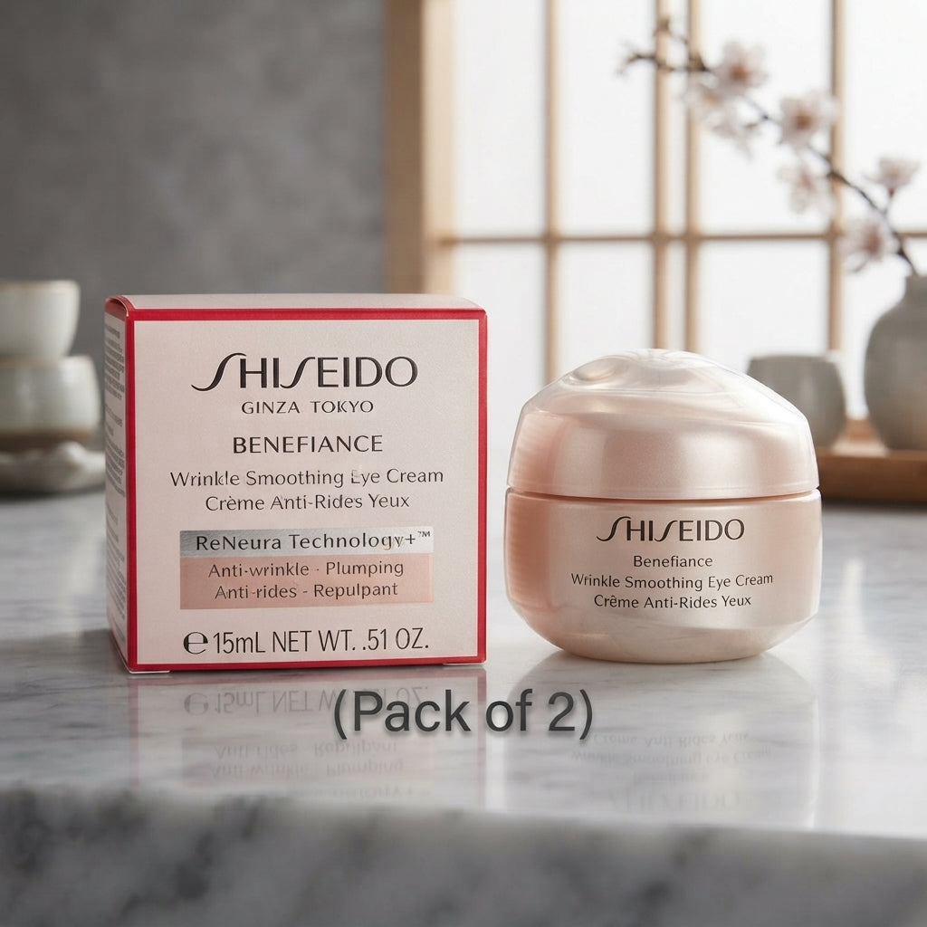 Shiseido Ginza Tokyo Benefiance Wrinkle Smoothing Eye Cream (Crème Anti-Rides Yeux) - Pack of 2, e 15mL NET WT. .51 OZ. Each