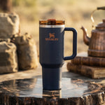 Stanley Quencher H2.0 FlowState Tumbler, 40 oz (Navy / Orange Accents)