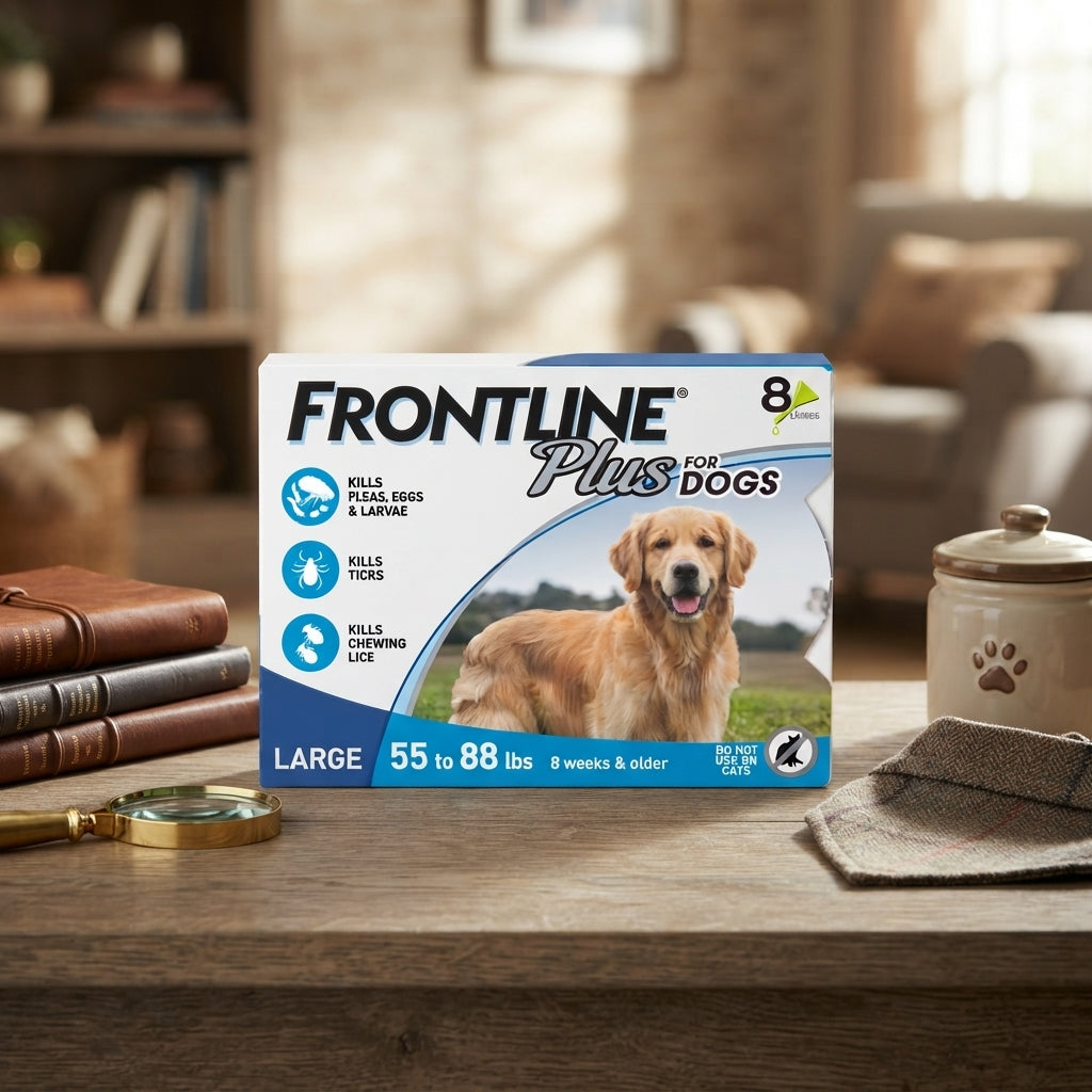 Frontline Plus Flea and Tick Treatment for Large Dogs (55 to 88 lbs), 8 Doses
