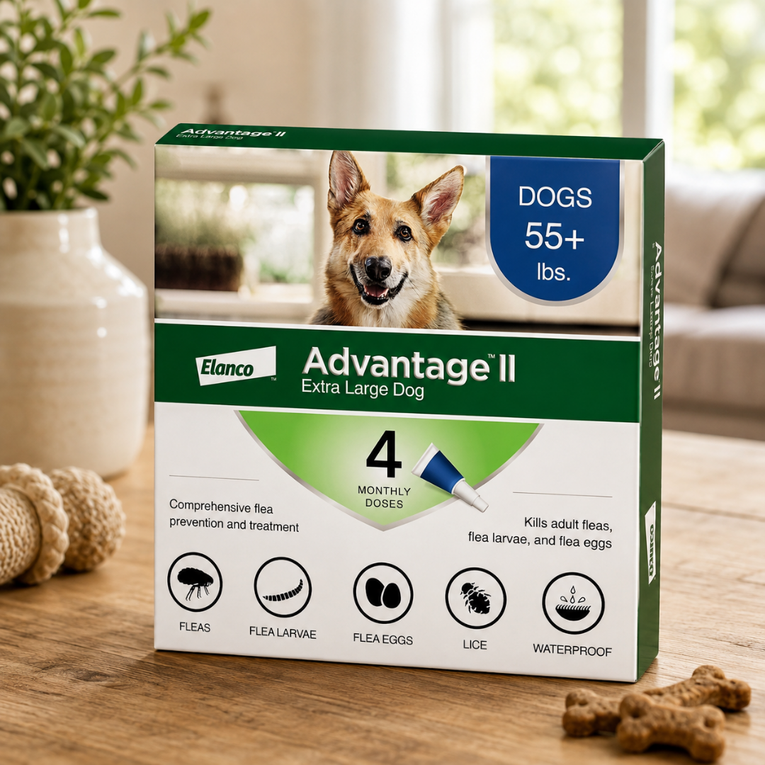 Advantage II Flea Treatment & Prevention for Extra Large Dogs (Over 55 lbs) – 4 Doses