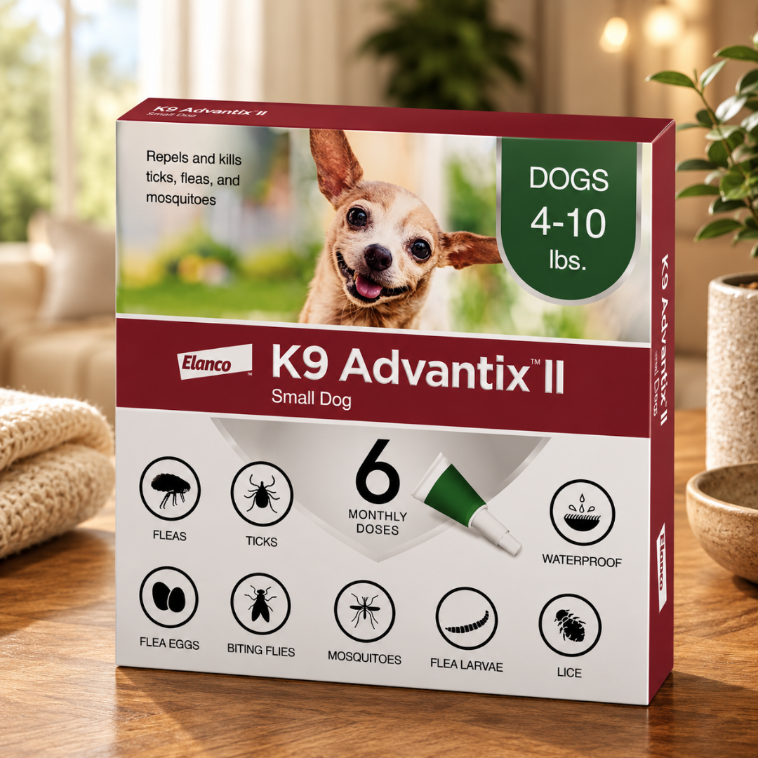 K9 Advantix II Flea, Tick & Mosquito Treatment for Small Dogs (4-10 lbs) – 6 Doses
