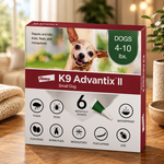 K9 Advantix II Flea, Tick & Mosquito Treatment for Small Dogs (4-10 lbs) – 6 Doses