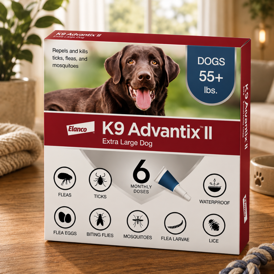 K9 Advantix II Flea, Tick & Mosquito Treatment for Extra Large Dogs (Over 55 lbs) – 6 Doses