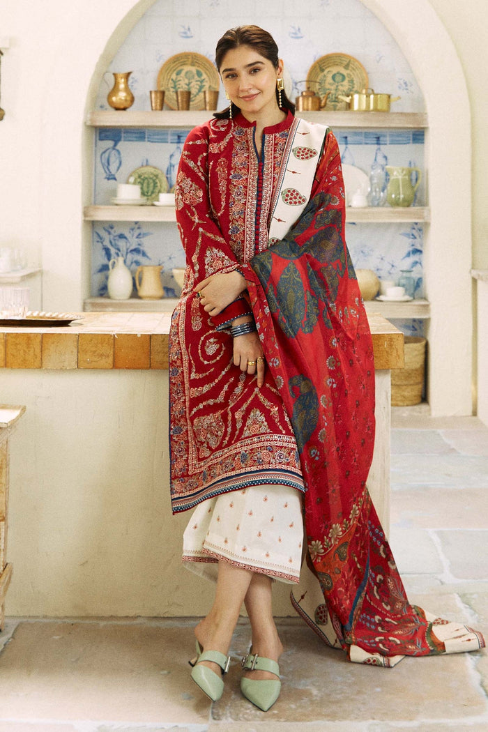 Zara Shahjahan Embroidered Lawn 3pc with Silk Printed Chiffon Dupatta