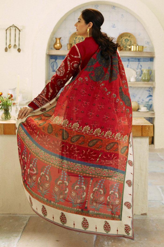 Zara Shahjahan Embroidered Lawn 3pc with Silk Printed Chiffon Dupatta