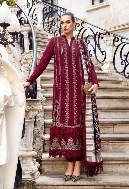 Maria b Embroidered Dhanak 3pc with Whool Shawal