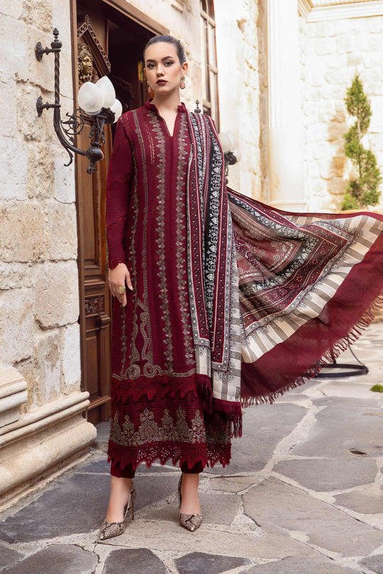 Maria b Embroidered Dhanak 3pc with Whool Shawal