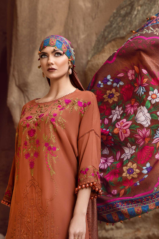 Maria b Embroidered Dhanak 3pc with Whool Shawal