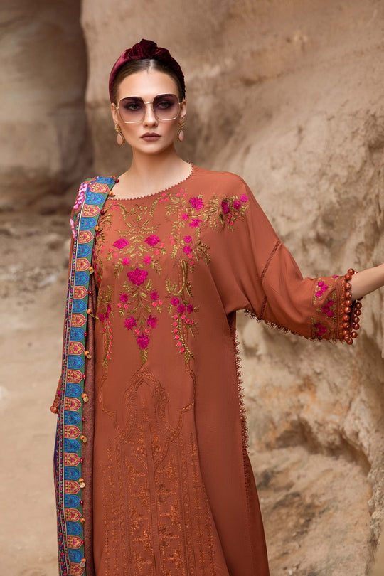 Maria b Embroidered Dhanak 3pc with Whool Shawal