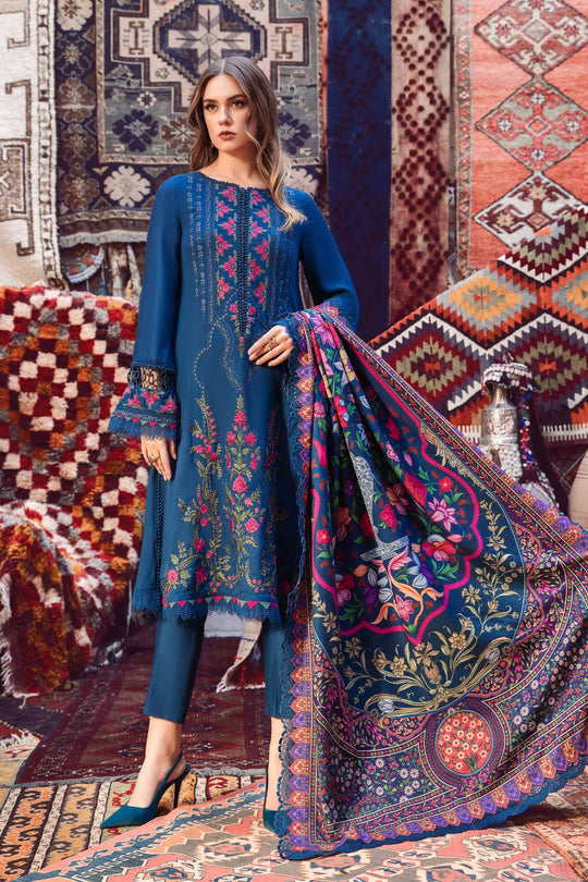 Maria b Embroidered Dhanak 3pc with Whool Shawal