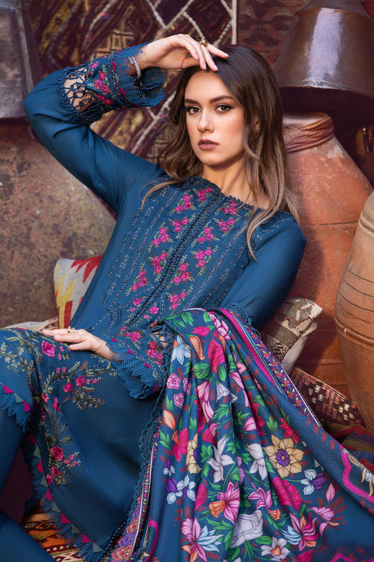 Maria b Embroidered Dhanak 3pc with Whool Shawal