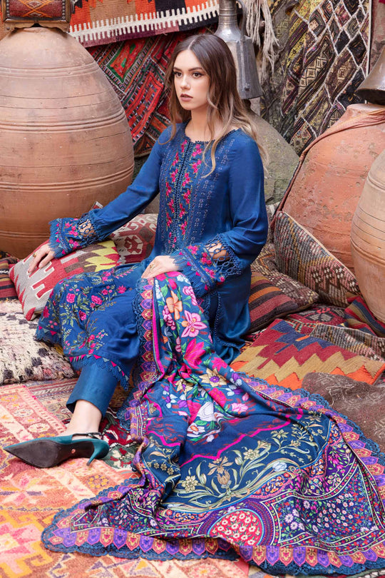 Maria b Embroidered Dhanak 3pc with Whool Shawal