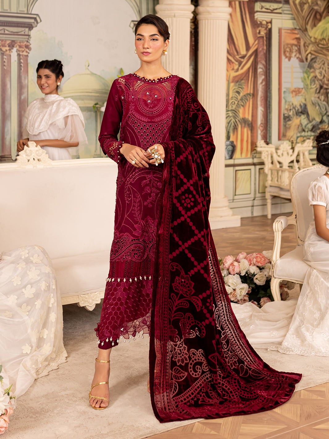 PN-01 | Panache 3Pcs Embroidered Karandi Suit