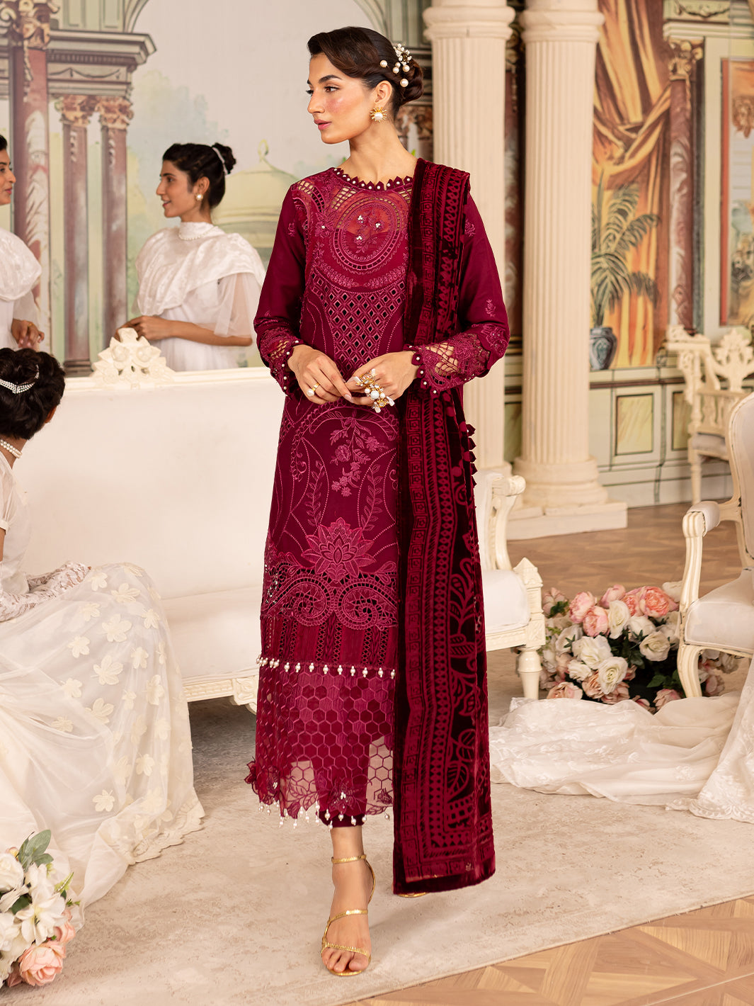 PN-01 | Panache 3Pcs Embroidered Karandi Suit