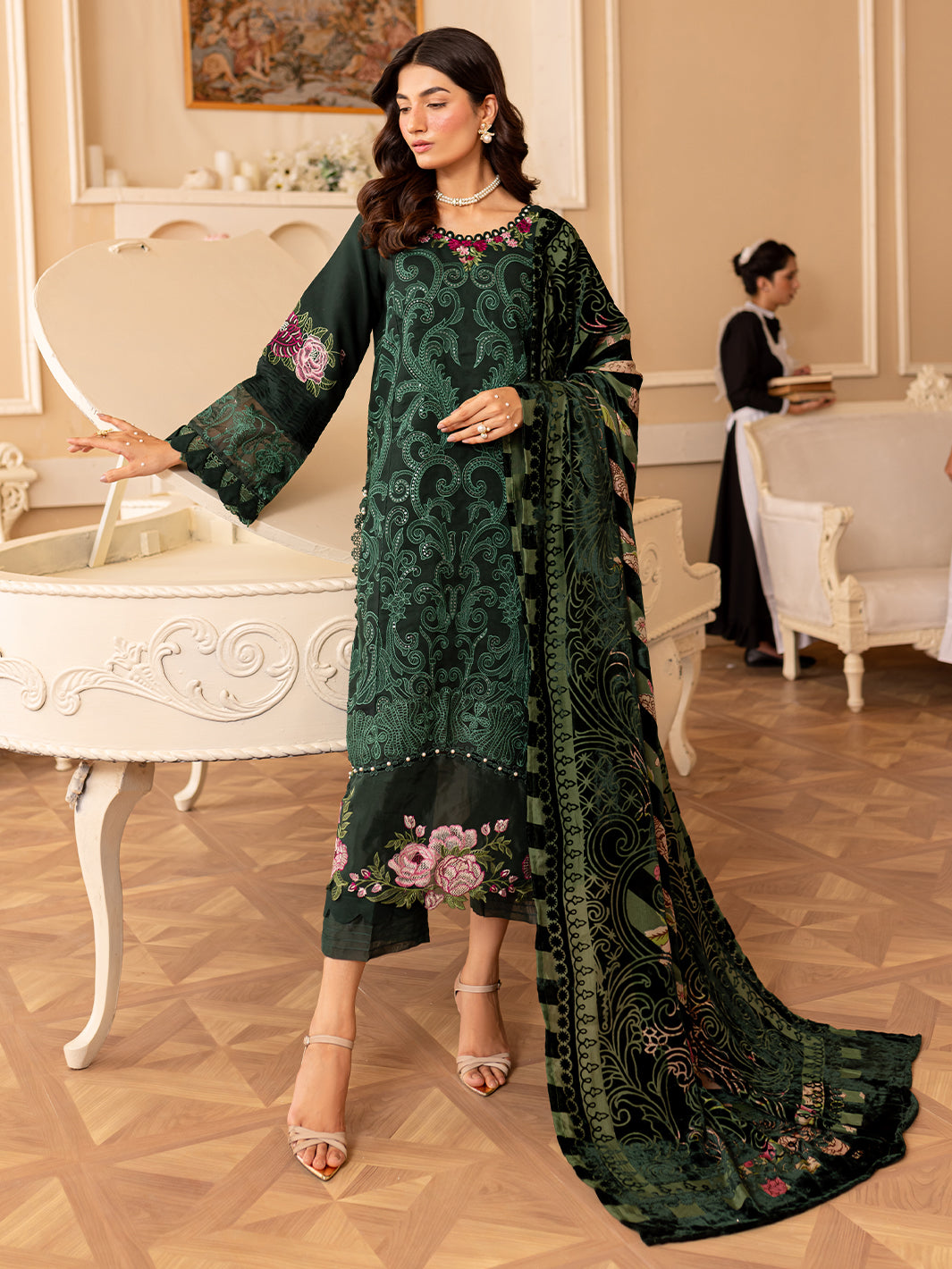 PN-03 | Panache 3Pcs Embroidered Karandi Suit