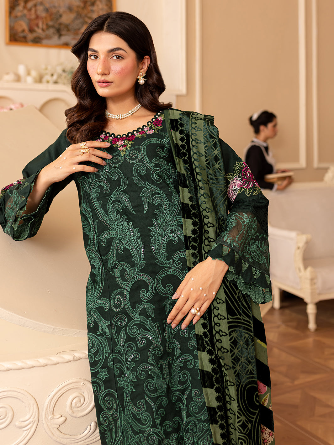 PN-03 | Panache 3Pcs Embroidered Karandi Suit