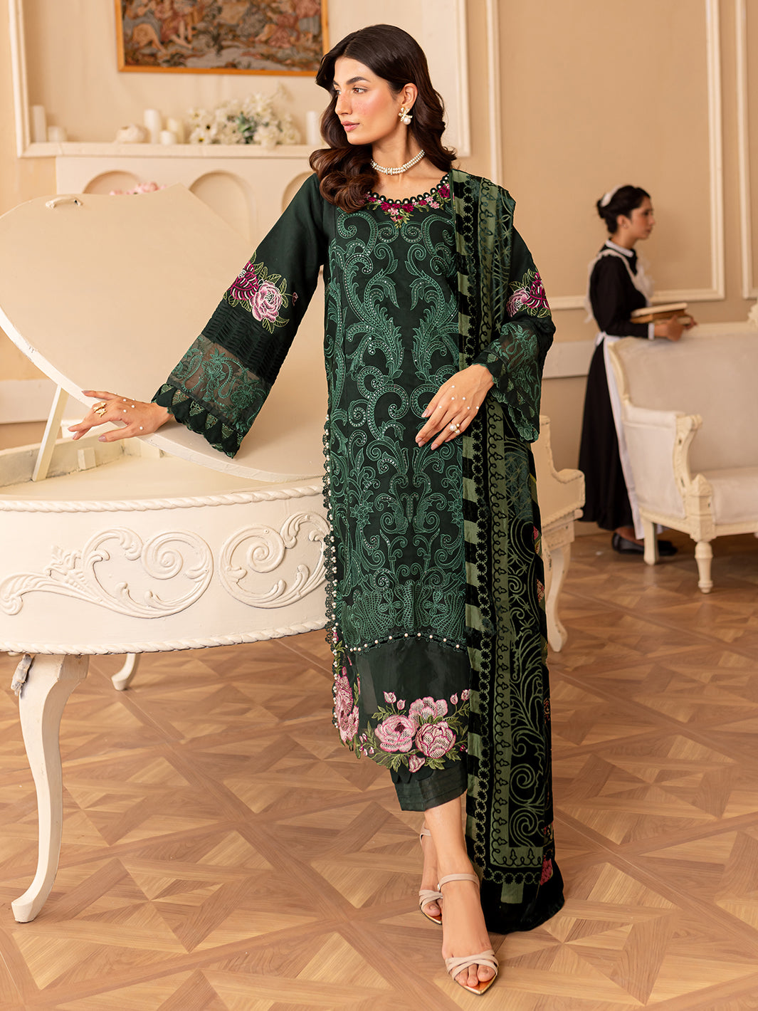 PN-03 | Panache 3Pcs Embroidered Karandi Suit