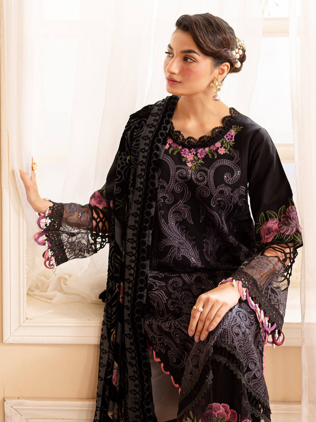 PN-04 | Panache 3Pcs Embroidered Karandi Suit