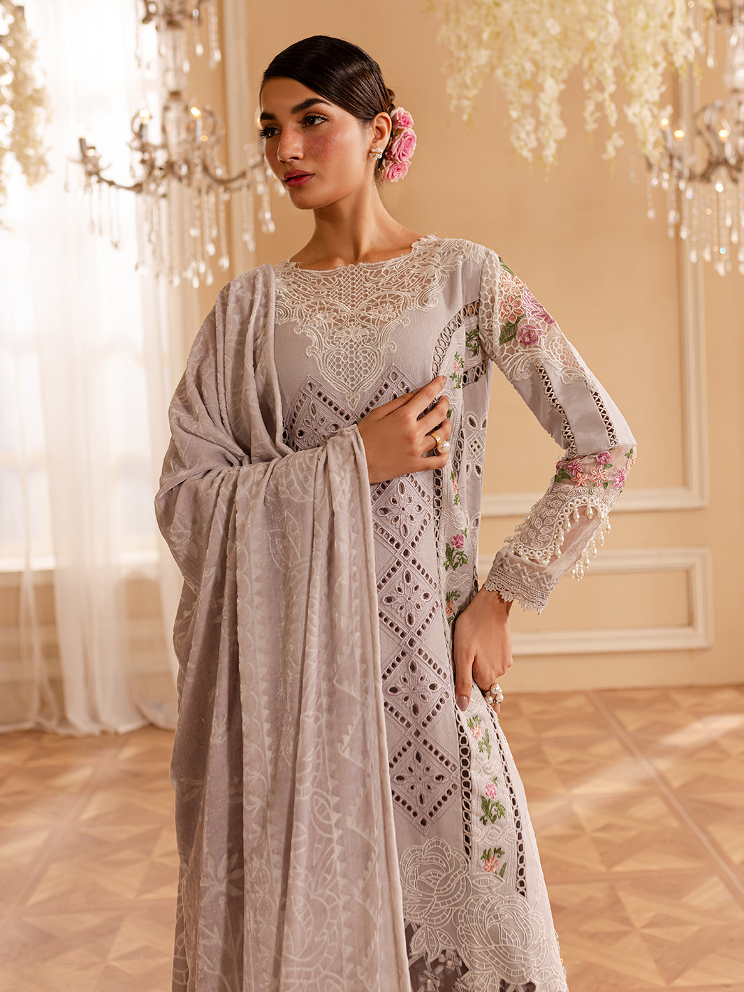 PN-05 | Panache 3Pcs Embroidered Karandi Suit