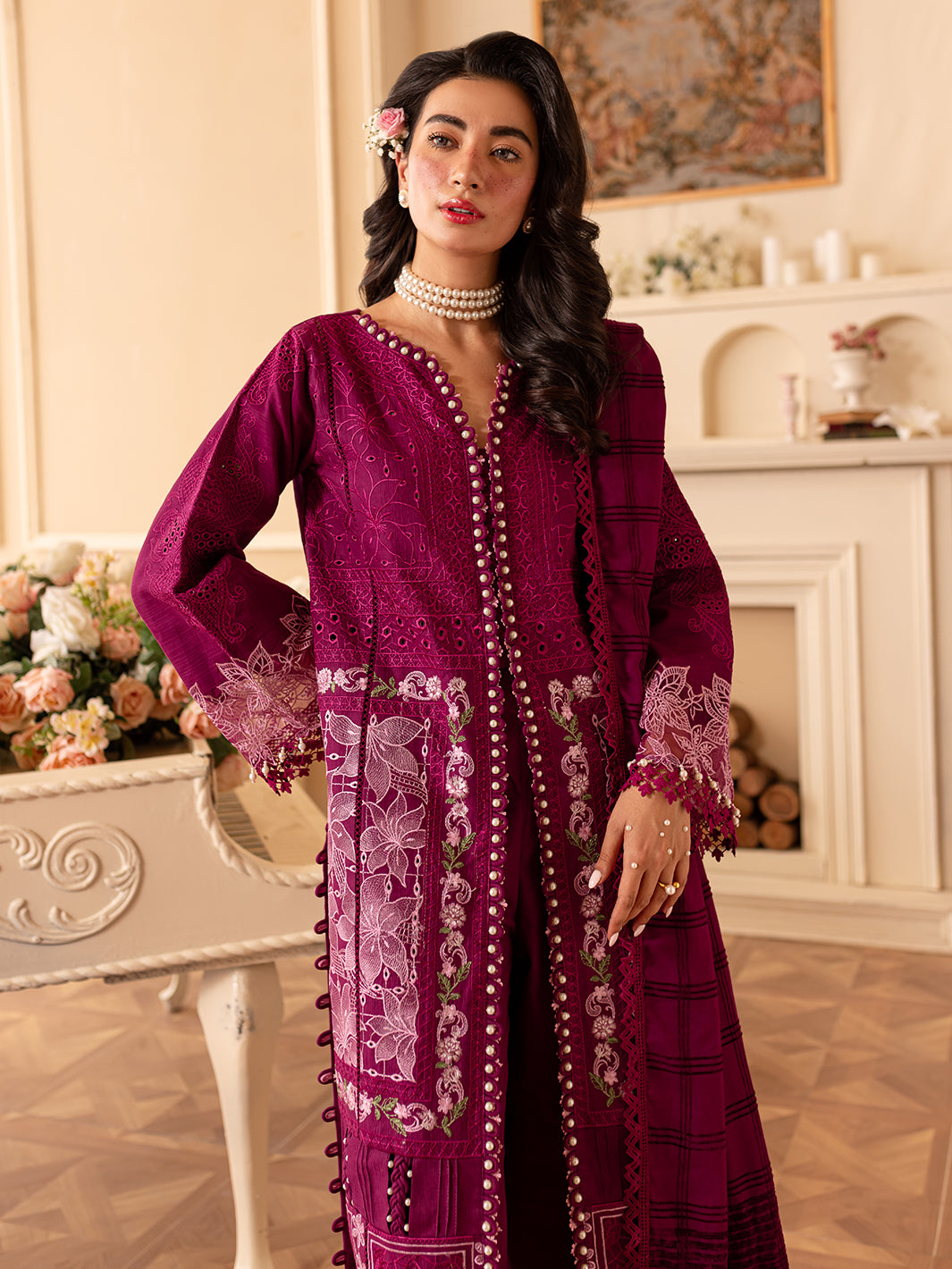 PN-07 | Panache 3Pcs Embroidered Khaddar Suit