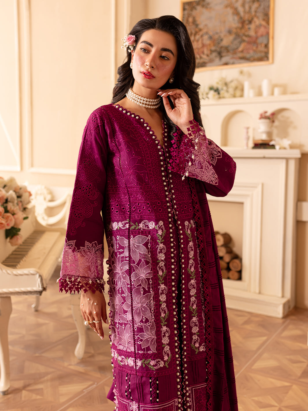 PN-07 | Panache 3Pcs Embroidered Khaddar Suit