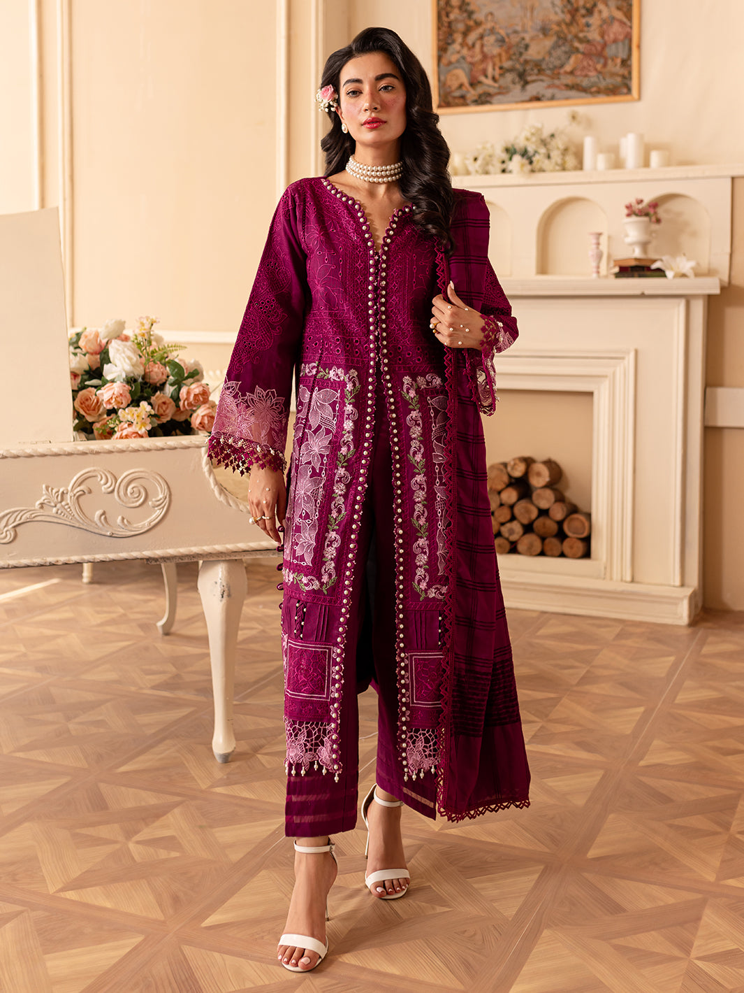 PN-07 | Panache 3Pcs Embroidered Khaddar Suit