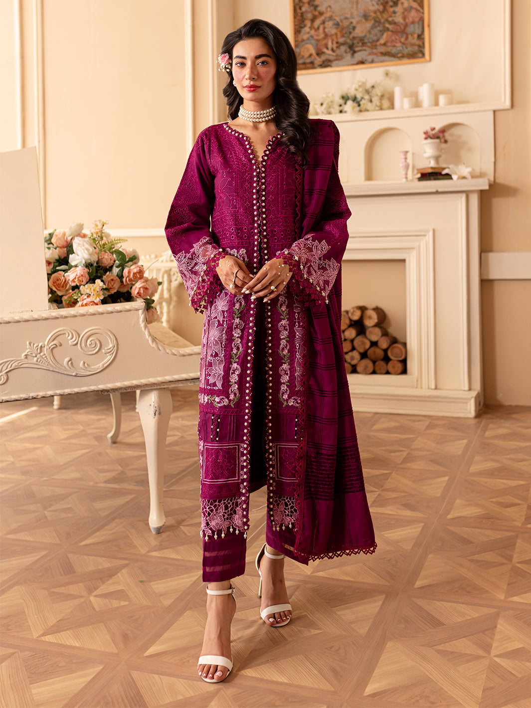 PN-07 | Panache 3Pcs Embroidered Khaddar Suit