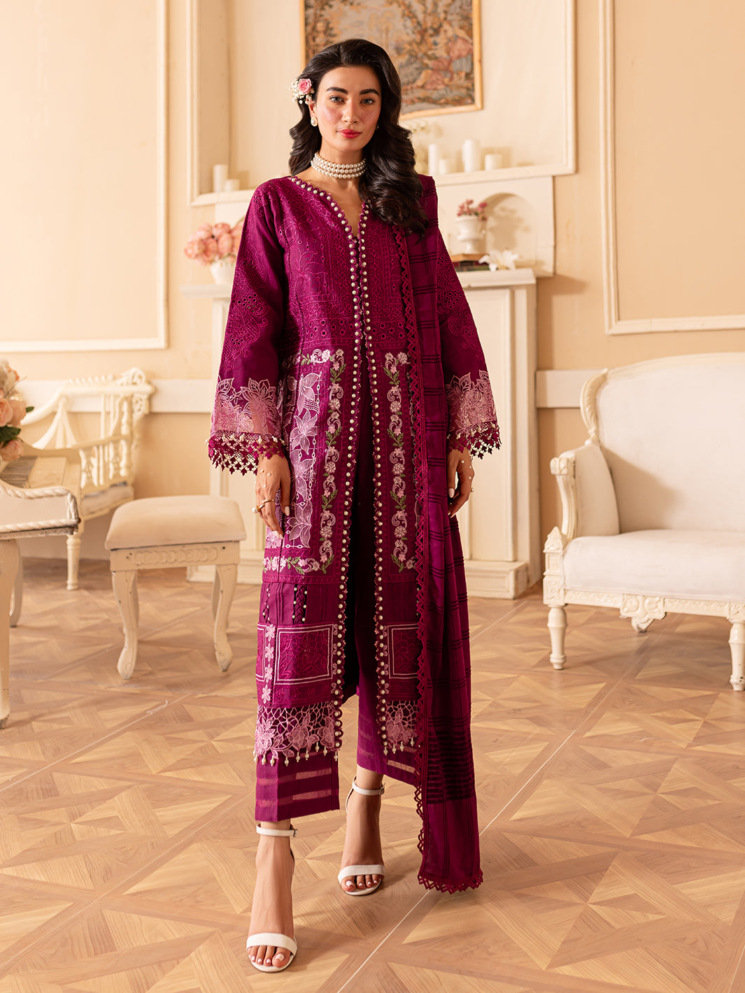 PN-07 | Panache 3Pcs Embroidered Khaddar Suit