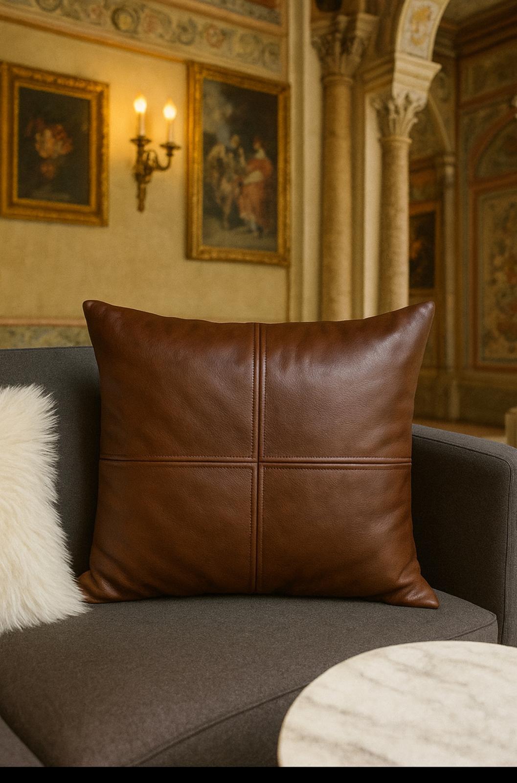 PREMIUM PURE LEATHER CUSHION COVER GENUINE 100%LEATHER COVER SQUARE (SET OF 2)