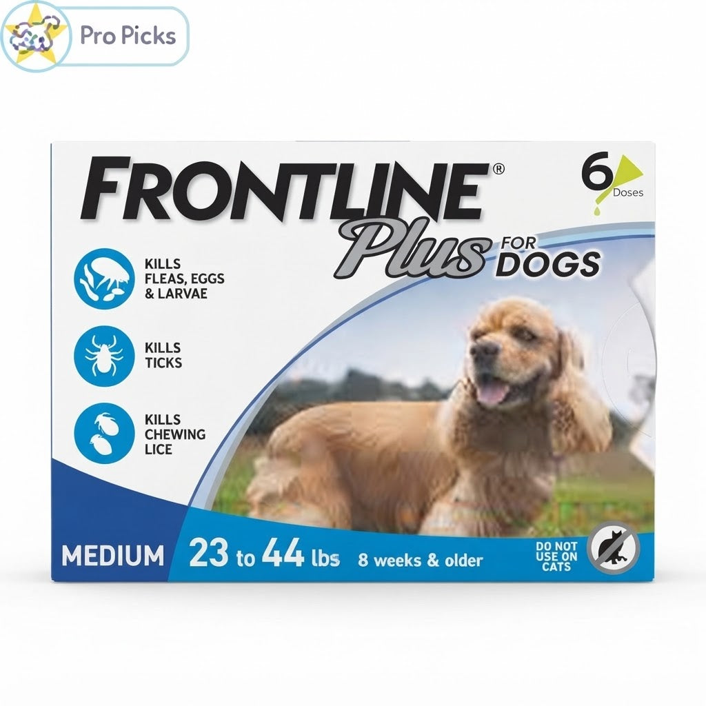 Frontline Plus Flea and Tick Treatment for Medium Dogs (23–44 lbs, 6 Doses)