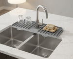 Silicone Faucet Splash Catcher & Sink Mat, Self-Draining Kitchen Faucet Guard