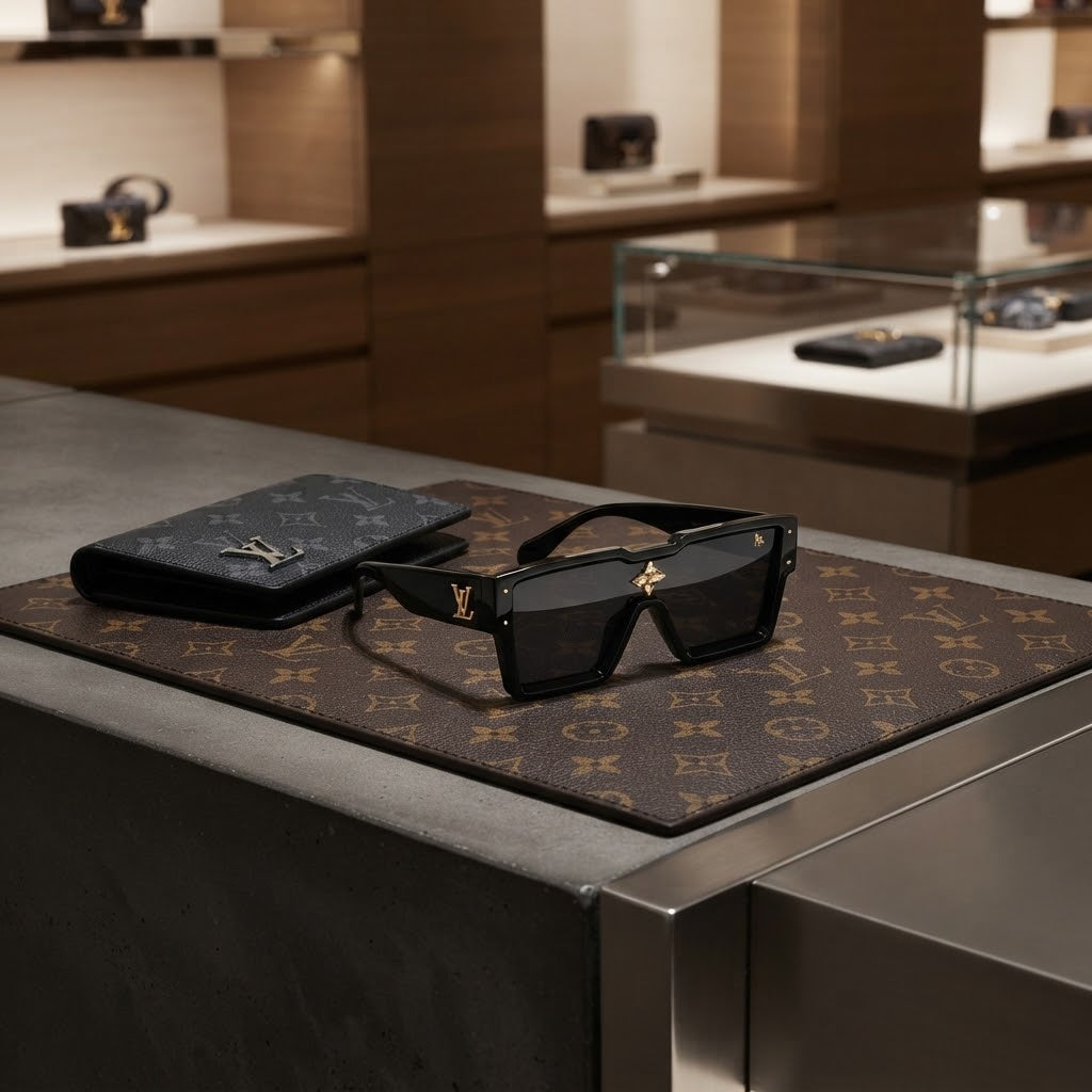 Louis Vuitton Bold Square Shield Sunglasses with Monogram Detail