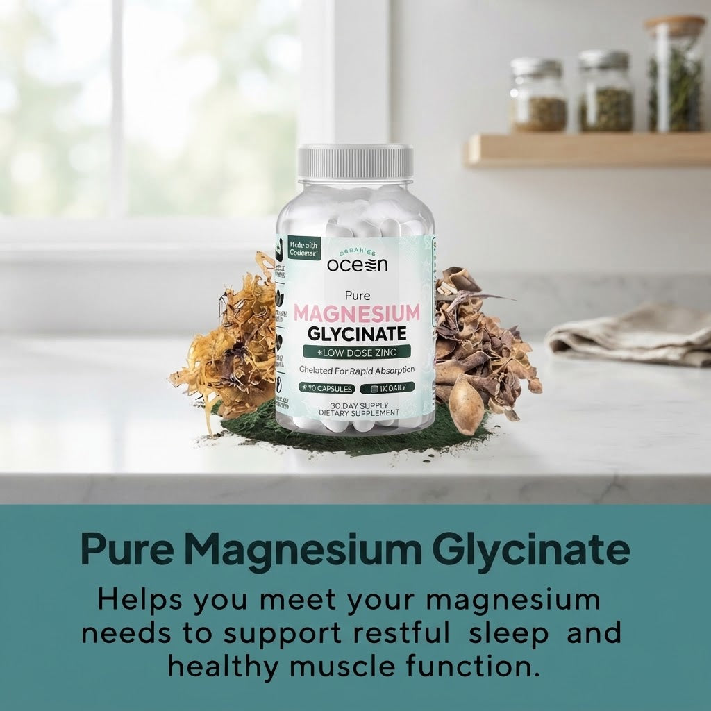 Pure Magnesium Glycinate + Low Dose Zinc - Restful Sleep & Muscle Support Dietary Supplement (90 Capsules)