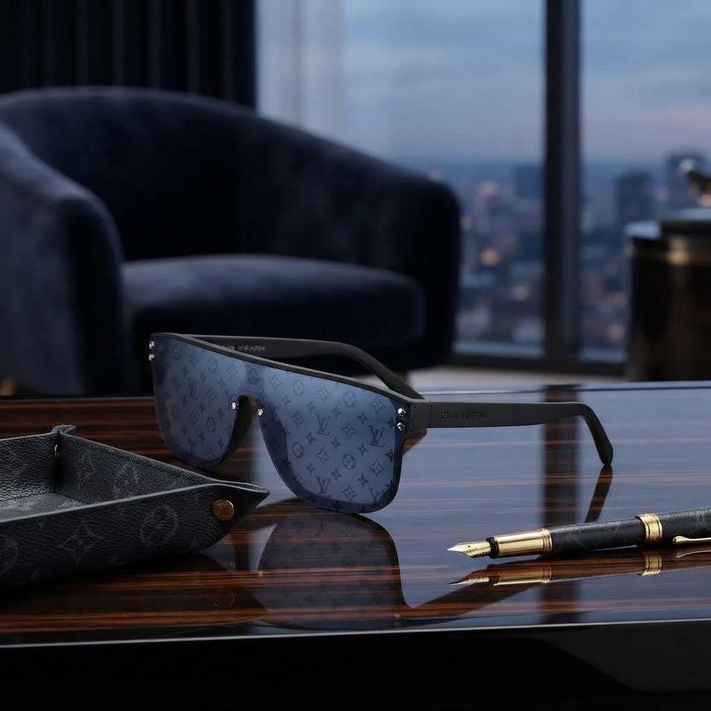Louis Vuitton Monogram Shield Sunglasses with Dark Lenses