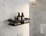 Matte Black Shower Caddy & Adhesive Wall Shelf
