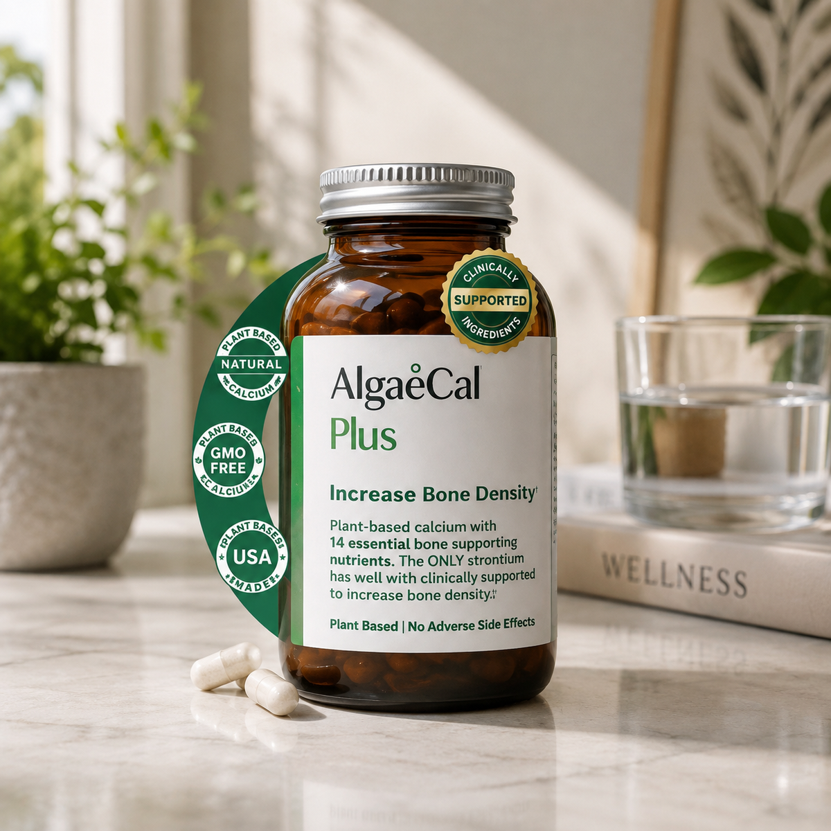 AlgaeCal Plus Increase Bone Density Plant-Based Calcium Supplement