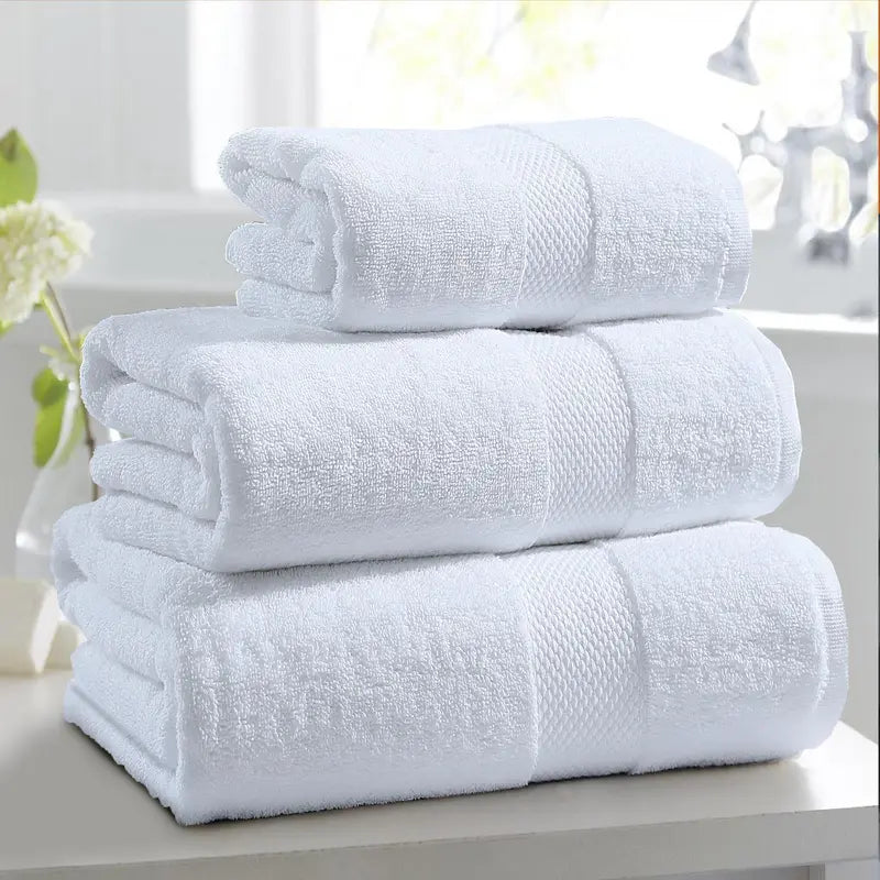 Luxury 3-Piece Towel Set showcasing elegant hand towel and washcloth.