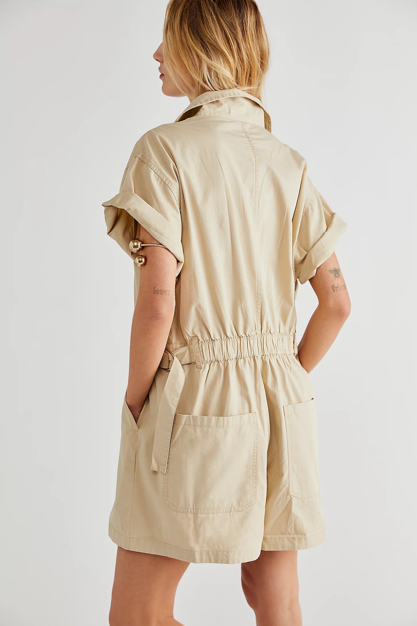 Levi's 297940005 Women's lva Cinch Waist Romper Safari Dress Skirt (Size Large)