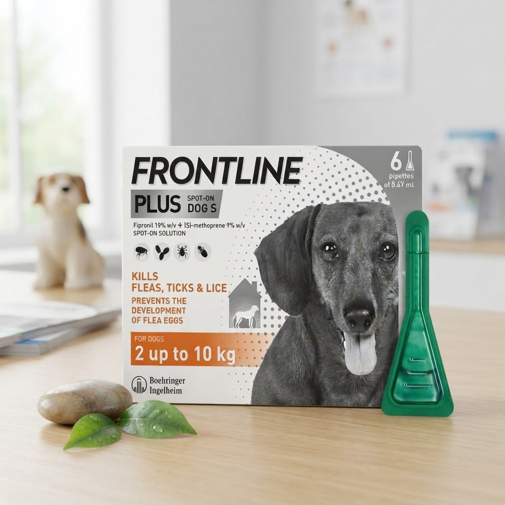 Frontline Plus Spot-On Flea, Tick & Lice Treatment for Small Dogs (2-10 kg) - 6 Pipettes