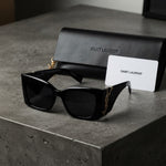 Saint Laurent YSL Monogram Black Square Sunglasses with Case & Card Set