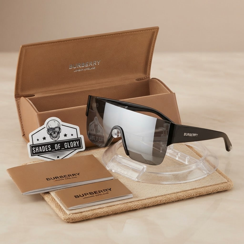 Burberry Shield Sunglasses with Branded Hard Case & Packaging