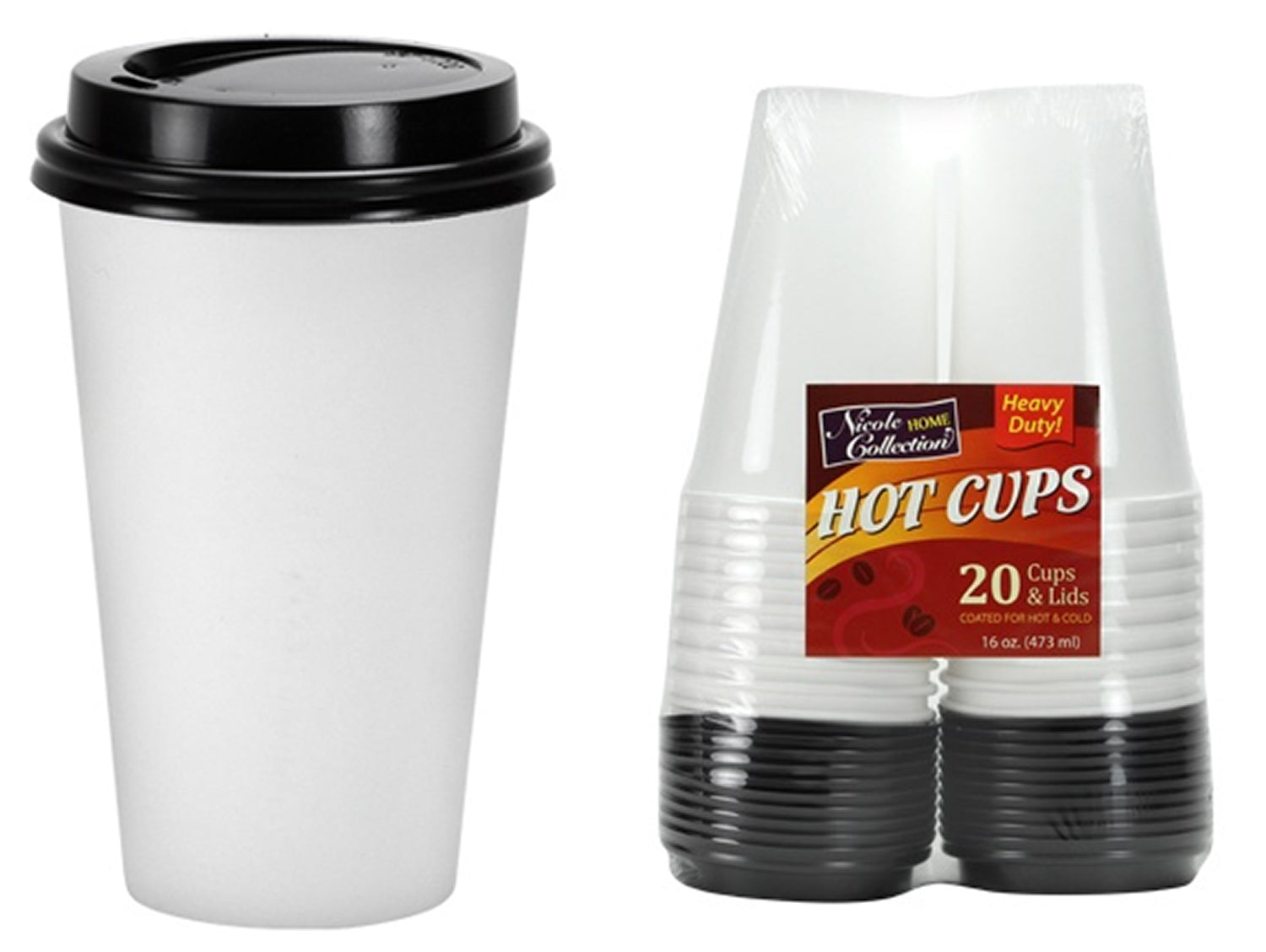 12 OZ PLAIN COFFEE CUP & LID 6PC