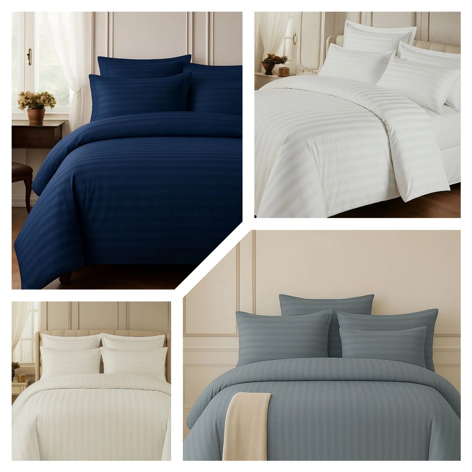 4 PIECE LUXURY MICRO FIBER DUVET COVER SET BEDDING in Navy Blue, showcasing a sophisticated design ideal for a calming bedroom retreat.